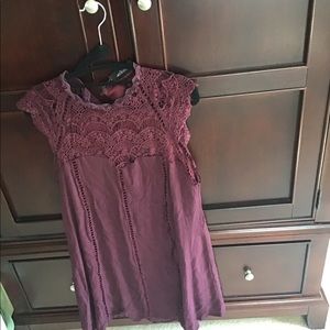 Wine colored lace detailed dress